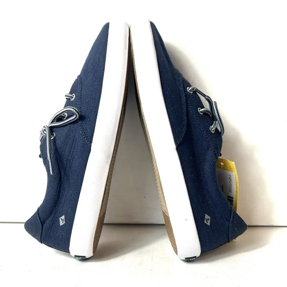 SPERRY Top-Sider Youth Sz 7 M Navy Blue Canvas Shoes Sneaker Lace Up Women's 8.5